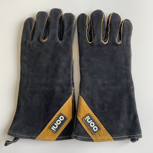 Gants de camping en cuir de vache véritable résistants à la chaleur pour la cuisson au feu de camp, le barbecue et la grillade en extérieur avec paume renforcée - Product Image 2