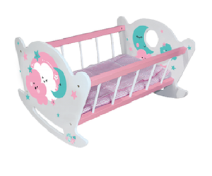 Cama mecedora de muebles de cuna de juguete de madera blanca pura de fácil montaje con edredón no tejido - Product Image 1