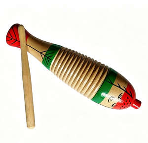 Instrument de percussion Orff en gros : Guiro en bois, aide pédagogique musicale pour l'éducation précoce, tube à gratter sonore grenouille pour enfants - Product Image 1