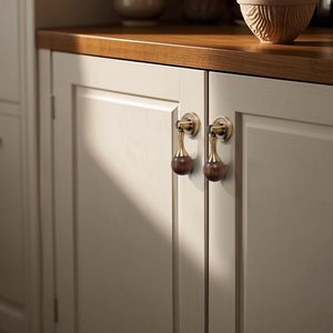 Modern Zinc Alloy T-Shaped Cabinet Handle with Wooden Ball Knob for Dresser and <b>Wardrobe</b> Doors - Product Image 3