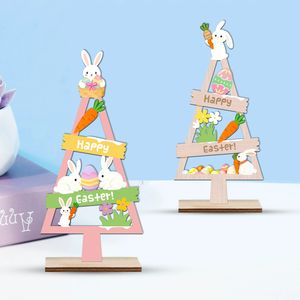 Adornos de Madera de Conejo y Huevo de Pascua, Decoración de Escena Festiva, Manualidades - Product Image 3