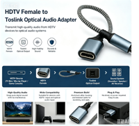 Câble adaptateur HDTV mâle-mâle à fibre optique Toslink, coque en aluminium tressé, convertisseur 1080p