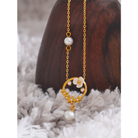 JINYOU 4179 Style coréen en acier inoxydable coquille fleur simulé perle pendentif collier doré étanche tempérament collier