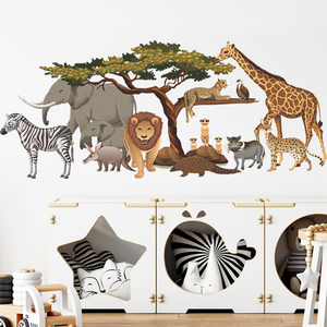 Nouveau design, autocollant <span class=keywords><strong>mural</strong></span> <span class=keywords><strong>jungle</strong></span>, éléphant, lion, panda, peintures murales, salon, papier peint décoratif, autocollants adhésifs pour fond de télévision - Product Image 6
