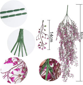 עלים ירוקים מלאכותיים באיכות גבוהה ראטן 5 סניפים 82 ס "מ צמח תליית פלסטיק עבור קישוט קניון ביתי - Product Image 5