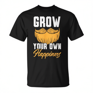 T-shirt Grow Your Own Happiness Beard pour hommes avec motif de moustache - Product Image 2