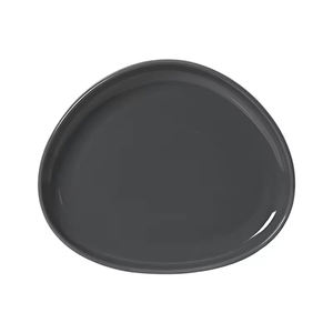 Plato triangular de cerámica esmaltada gris oscuro de gama alta Plato de comida sólida - Product Image 1