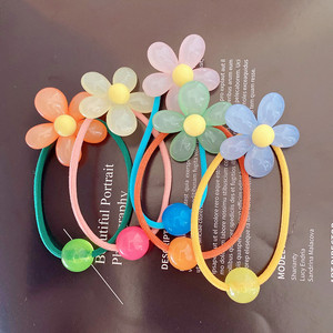 Lindas Bandas para el Cabello de Goma en Color Caramelo, Juego de 5 Piezas, Adorno para el Cabello con Estrellas y Flores para Niñas, para el Regreso a Clases - Product Image 2