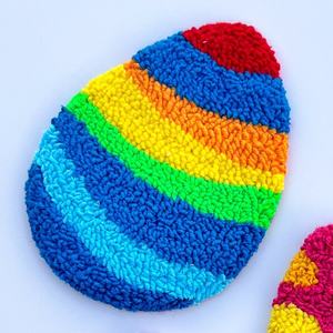 Venta al por mayor hecho a mano ecológico poliéster algodón punzón aguja posavasos taza Alfombra conjunto Pascua conejito huevo regalo para vacaciones; Venta caliente - Product Image 6