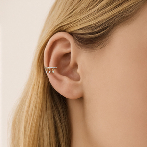 Single S925 Sterling <b>Silver</b> C Shape Tassel Drop Zircon <b>Ear</b> <b>Cuff</b> Earrings - Product Image 5