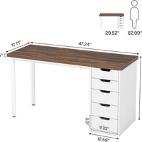 Bureau d'ordinateur moderne rustique marron minimaliste 5 tiroirs petit bureau à domicile ergonomique ordinateur portable étude table à écrire fonction stockage