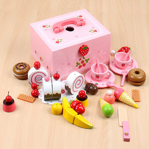 Giocattolo Torta <span class=keywords><strong>di</strong></span> Compleanno in Legno <span class=keywords><strong>per</strong></span> <span class=keywords><strong>Bambini</strong></span> Set Gioco Cucina con Cibo - Product Image 3