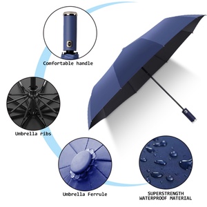 21 Inches Waterproof Manual Folding <b>Umbrella</b> with LED for Night Walks and Rainy Commutes - Product Image 3