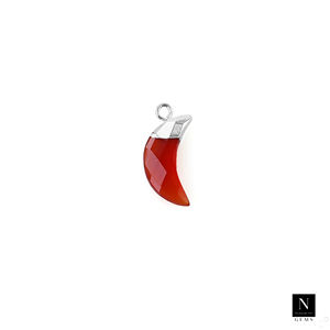 Collar con abalorio de piedras preciosas facetadas de 21x6 MM con forma de Luna cornalina chapada en oro de 18K - Product Image 2