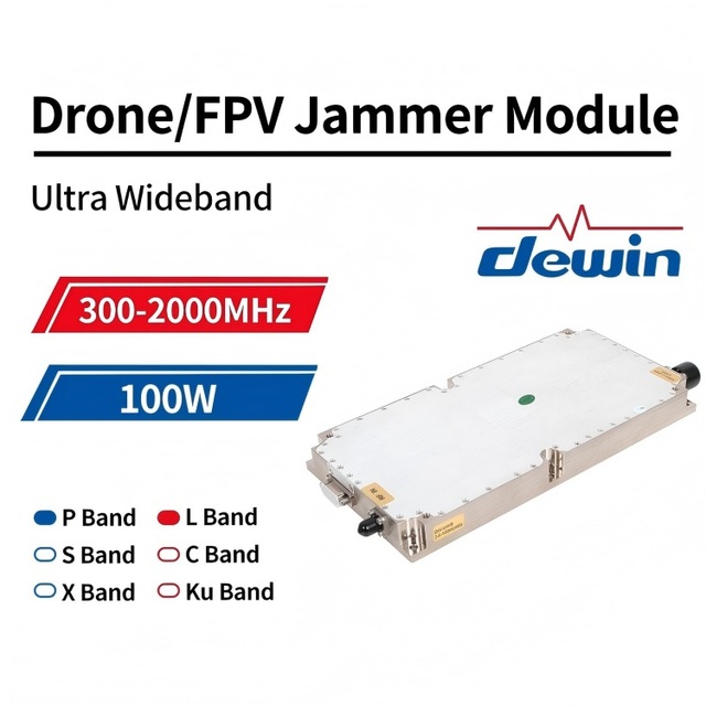 DW DW-WPA-100W VHF 300MHz-1500MHz UWB Ultra Band Wideband RF Power Amplifier 50dB Gain 28-32V Supply Anti-Drone FPV Signal