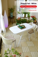 Conjunto de Mesa y Dos Sillas de Ratán y Madera para Exteriores, Moderno y Duradero, con Estructura de Hierro, para Balcón, Jardín o Sala de Estar
