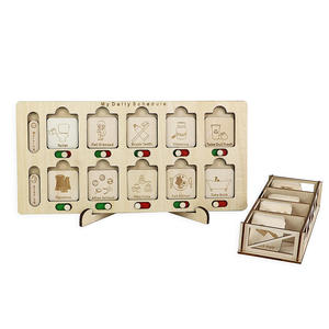 Calendario de escuela en casa Montessori juguetes educativos de aprendizaje impresión UV madera mi responsabilidad diaria tablero de rutina para niños - Product Image 2