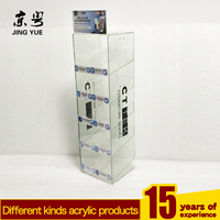 Présentoir de chargeur de voiture domestique de luxe, moderne, en acrylique transparent, personnalisé en usine, écologique, recyclable, avec revêtement UV, à étagère inclinée pour 1 chargeur