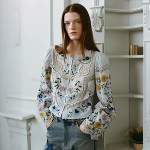 Blusa de Algodón de Manga Larga con Bordado Floral Elegante para Mujer, Venta al Por Mayor - Product Image 3