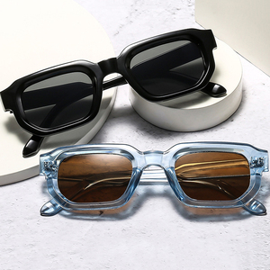 Gafas de sol cuadradas azules a la moda para mujeres y hombres, lentes transparentes de diseñador de lujo Retro, gafas de sol, gafas rectangulares - Product Image 4