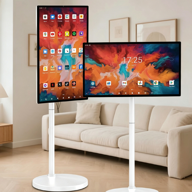Android 13 Smart LED White Portable TV 22 24 27 32 Inch 1080P Capacitive Touch Rotatable Rechargeable LCD Monitor for Wireless