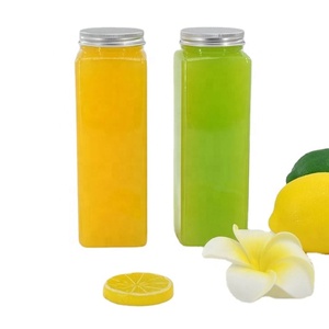 Wholesale 8oz 12oz 16oz clear Food Grade Pet square Beverage <b>Plastic</b> Juice and Water Bottle With <b>Cap</b> - Product Image 5