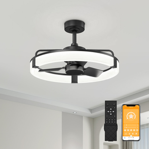 23 Inch Black Open Frame Ceiling <b>Fan</b> with Light Modern LED <b>Fan</b> Fixture for Small Bedroom Apartment - Product Image 1