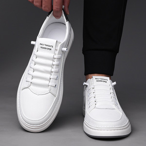 Retori Men's White <b>Sneakers</b> Breathable <b>Leather</b> Low Heel Casual Walking Shoes - Product Image 4