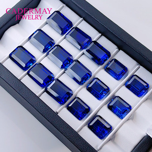Cadermay Royal Blue Synthetic Sapphire Loose Stone Rectangle Cut For Jewelry Making - Product Image 2