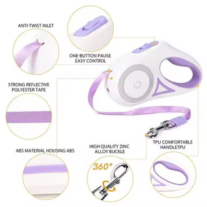 Automatic Retractable Durable Solid Nylon LED Light Dog Walking Leash Reflective Adjustable Traction Rope Polyester Day Night - Product Image 5