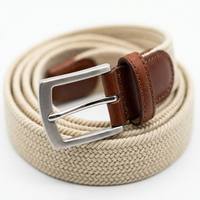 Ceinture de golf en gros pour hommes, en sangle tressée solide, élastique extensible, avec boucle ardillon en laiton, en cuir véritable, 48 pouces