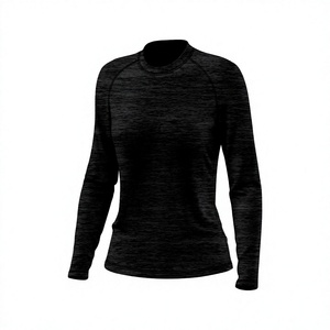 T-shirt de fitness à manches longues pour homme en coton/fibre de bambou, respirant, séchage rapide, col rond, logo brodé au dos, coupe ajustée - Product Image 3