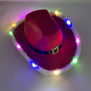 Chapeau <span class=keywords><strong>de</strong></span> cowboy <span class=keywords><strong>de</strong></span> Noël rouge et blanc <span class=keywords><strong>de</strong></span> père Noël pour hommes et femmes Articles <span class=keywords><strong>de</strong></span> fête - Product Image 2