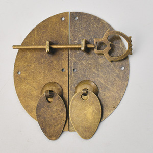 Antique Panel Latch Buckle 10cm Diameter Bronze Metal Vintage <b>Security</b> Handle For Bag <b>Box</b> Double Opening Decorative Hardware - Product Image 1