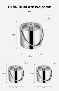 Özel Logo 1/2/3L paslanmaz çelik Metal şampanya kova yuvarlak özel buz kovası ev partisi kamp için - Product Image 5