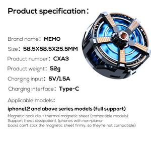 Enfriador de Teléfono Portátil MEMO CXA3 para Transmisión en Vivo, Enfriador Magnético para Juegos - Product Image 6