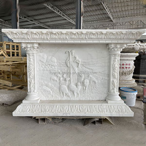 Hot Bán Bằng Đá Cẩm Thạch Trắng Bàn Thờ Bảng Điêu Khắc Handmade Thiết Kế Hiện Đại Christian Tôn Giáo Bảng Cho Nhà Thờ Sơn Màu - Product Image 5
