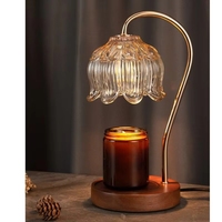 Chauffe-cire électrique sans flamme pour bougies parfumées, lampe de table vintage à lumière ambiante, design ambré floral