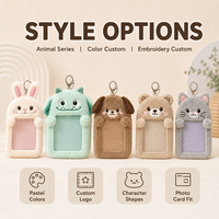 Porte-badge en peluche en gros, motif animal de dessin animé mignon, étui transparent pour carte, idéal pour événements scolaires et clubs, avec logo personnalisé