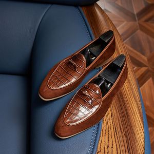 Mocassins Homme Style Britannique Décontracté Chic Formel en Cuir Gaufré Rehaussant la Taille Haute Qualité - Product Image 2