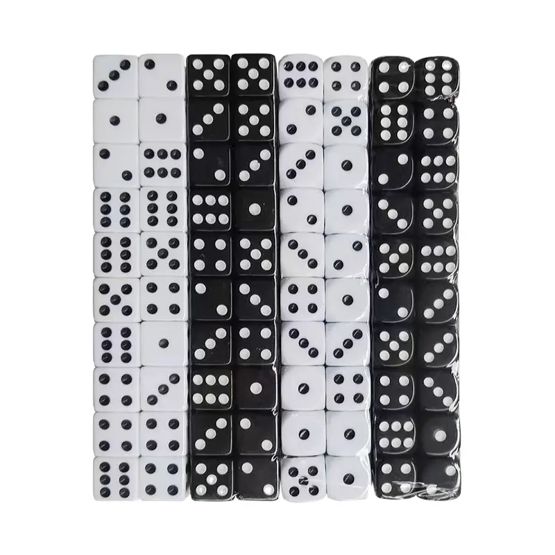 Großhandel 16mm Würfel benutzer definierte d6 Schwarz-Weiß-Würfel mit Punkt für Spiel