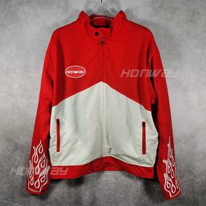 Chaqueta cortavientos de poliéster para hombre con logotipo bordado personalizado y cremallera, chaquetas de talla grande para hombre, chaqueta de cuero para motocicleta - Product Image 1