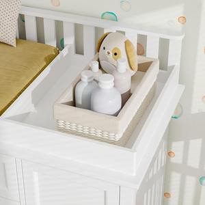 <span class=keywords><strong>Commode</strong></span> pour bébé blanche, 4 tiroirs, 2 armoires, grande station de change pour bébé <span class=keywords><strong>avec</strong></span> plateau de change <span class=keywords><strong>amovible</strong></span> - Product Image 6