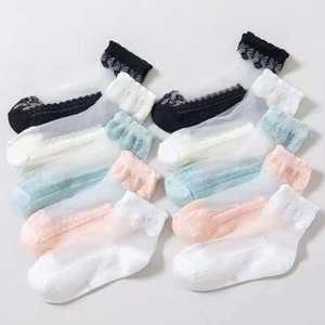 Chaussettes de princesse en dentelle pour bébés filles, printemps-été, respirantes, confortables, fines, en soie glacée tricotée, cristal, 3-<span class=keywords><strong>8</strong></span> ans, emballées - Product Image 3