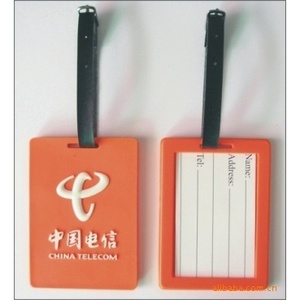 Étiquette à bagages China Telecom orange avec logo et emplacement pour carte d'information pour les voyages - Product Image 1