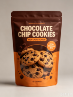 Sachet en papier kraft refermable avec fenêtre transparente, scellé sur trois côtés, qualité alimentaire, pour emballage de snacks, impression personnalisée pour biscuits et gâteaux
