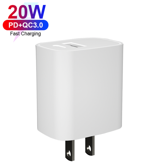 PD 20W Fast Charging Power Supplier Type C and USB Wall Charger 20 Watts Power Adapter for iPhone 13