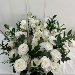 Arreglos Florales Elegantes de Rosas Blancas Altas GreenLife para Decoración de Centro de Mesa con Portavelas - Product Image 3