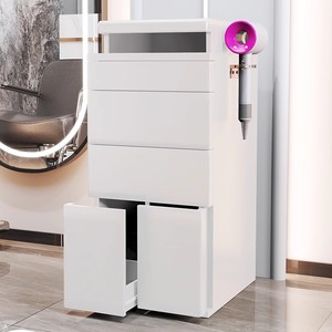 Wholesale Salon Furniture 4-Tier Salon Cabinet <b>Trolley</b> Cart with Hidden Storage Tray Wooden Drawers for Hair Salon Barber Shop - Product Image 5