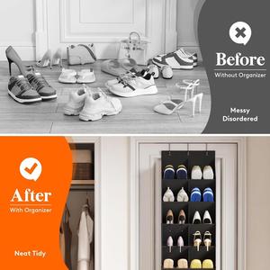 High Quality Modern Style 15-Pocket Door <b>Shoe</b> Organizer Stainless Steel Metal Fabric <b>Rack</b> New Release <b>Foldable</b> Convenient - Product Image 6